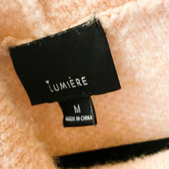 Lumiere Window Grid Pink Peach Cowl neck Sweater knit Top Size Medium - Picture 3 of 4